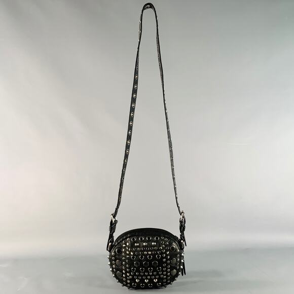 MARC by MARC JACOBS Black Gunmetal Studded Leather Shoulder Bag - Picture 1 of 4